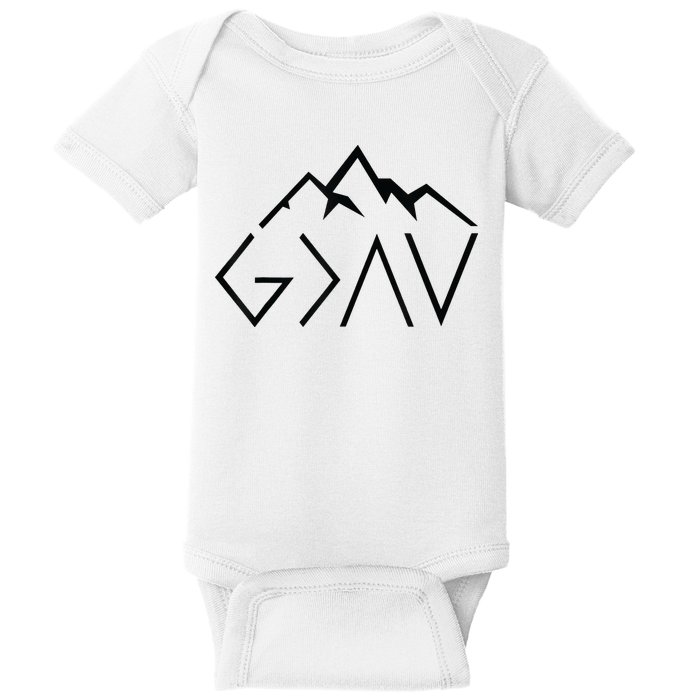 God Is Greater Than The Highs And Lows Minimalist Mountains Baby Bodysuit