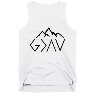 God Is Greater Than The Highs And Lows Minimalist Mountains Tank Top