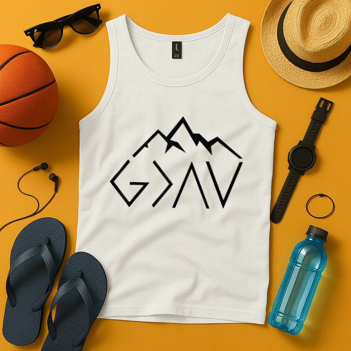 God Is Greater Than The Highs And Lows Minimalist Mountains Tank Top