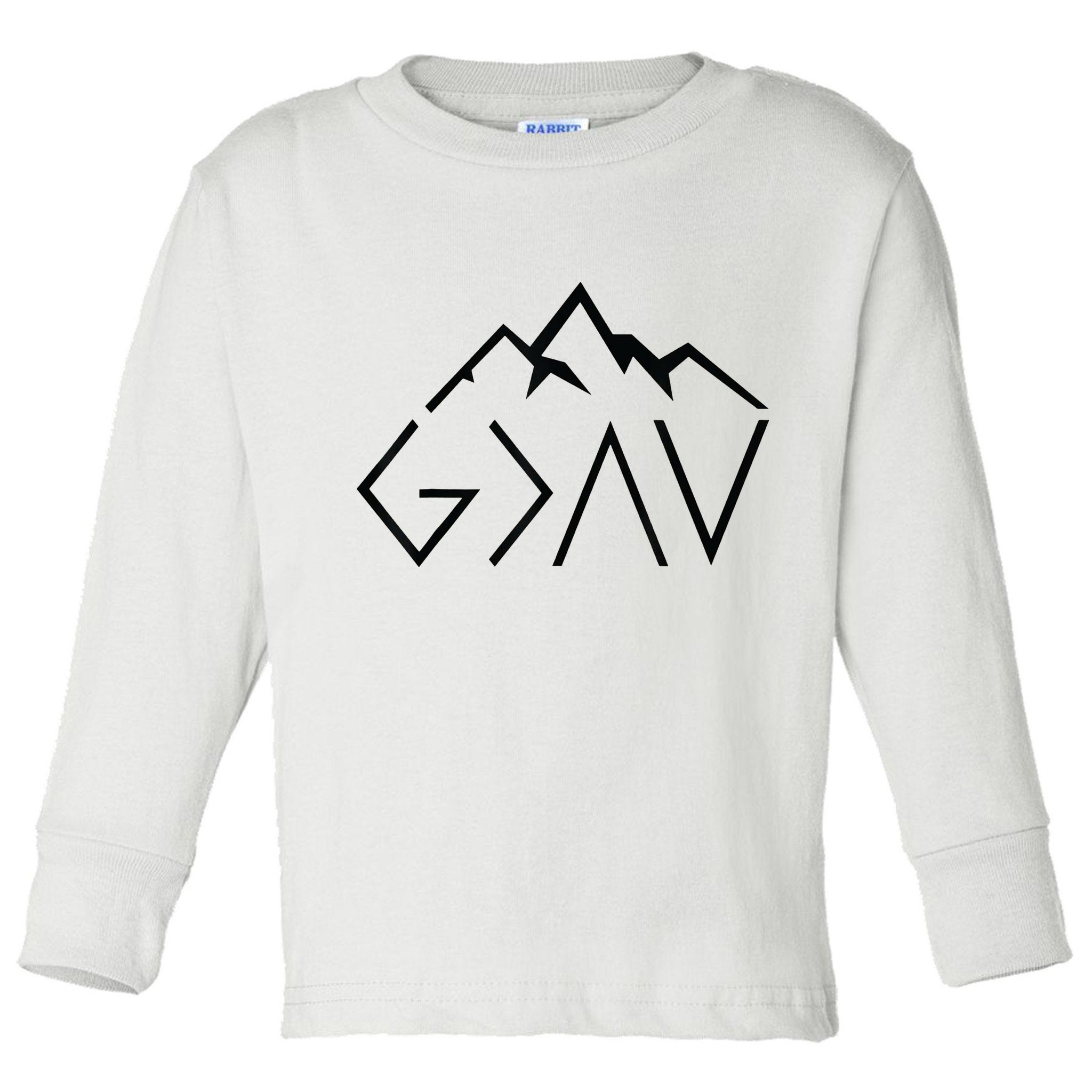 God Is Greater Than The Highs And Lows Minimalist Mountains Toddler Long Sleeve Shirt
