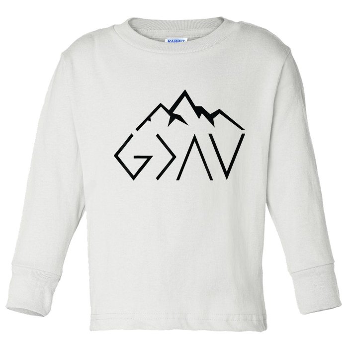 God Is Greater Than The Highs And Lows Minimalist Mountains Toddler Long Sleeve Shirt
