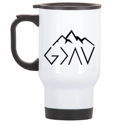 God Is Greater Than The Highs And Lows Minimalist Mountains Stainless Steel Travel Mug