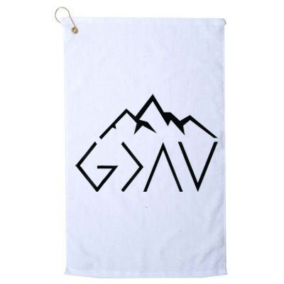 God Is Greater Than The Highs And Lows Minimalist Mountains Platinum Collection Golf Towel