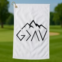 God Is Greater Than The Highs And Lows Minimalist Mountains Golf Towel