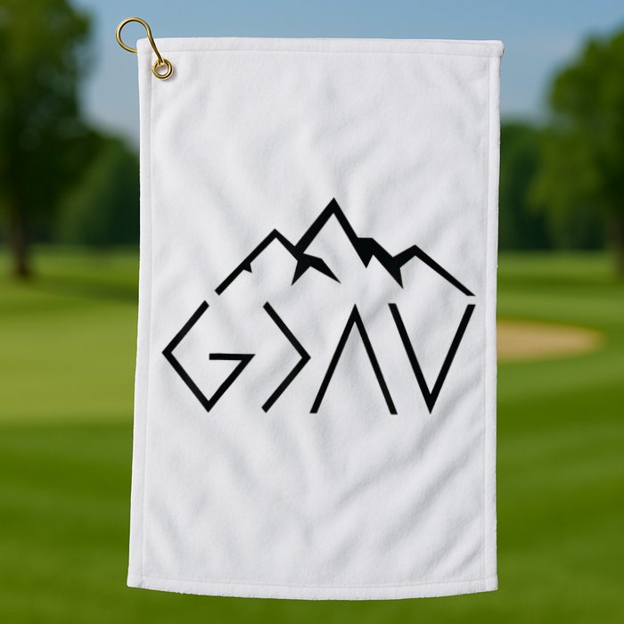 God Is Greater Than The Highs And Lows Minimalist Mountains Golf Towel