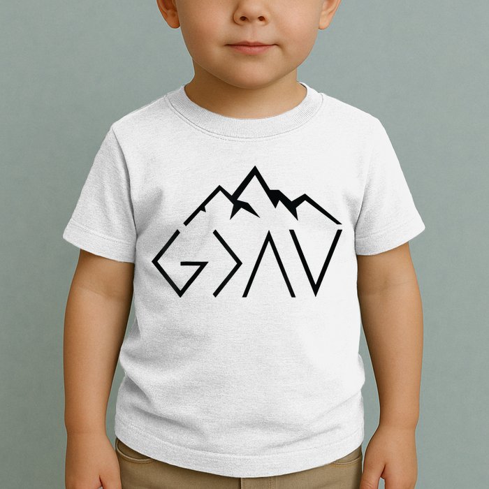 God Is Greater Than The Highs And Lows Minimalist Mountains Toddler T-Shirt