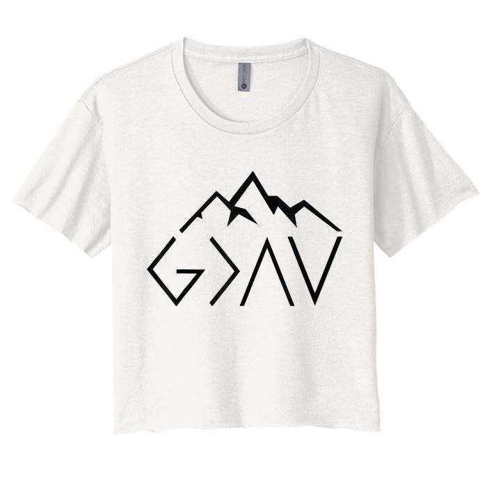 God Is Greater Than The Highs And Lows Minimalist Mountains Crop Top