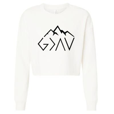 God Is Greater Than The Highs And Lows Minimalist Mountains Cropped Pullover Crew