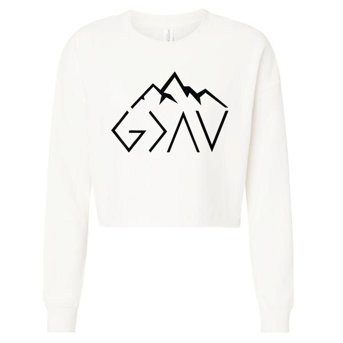 God Is Greater Than The Highs And Lows Minimalist Mountains Cropped Pullover Crew