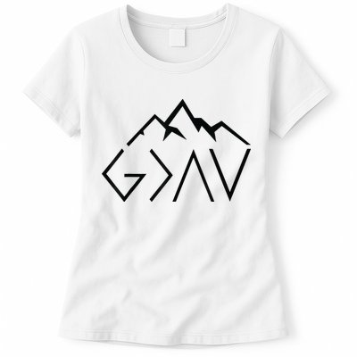 God Is Greater Than The Highs And Lows Minimalist Mountains Womens T-Shirt
