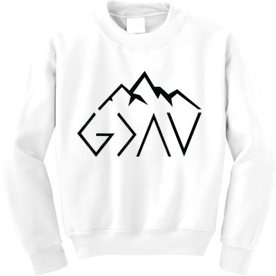 God Is Greater Than The Highs And Lows Minimalist Mountains Kids Sweatshirt