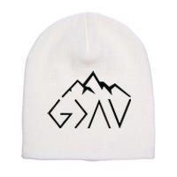 God Is Greater Than The Highs And Lows Minimalist Mountains Short Acrylic Beanie