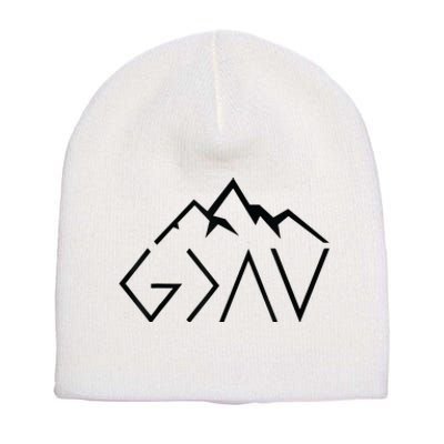 God Is Greater Than The Highs And Lows Minimalist Mountains Short Acrylic Beanie