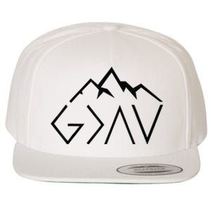 God Is Greater Than The Highs And Lows Minimalist Mountains Wool Snapback Cap