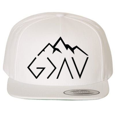 God Is Greater Than The Highs And Lows Minimalist Mountains Wool Snapback Cap