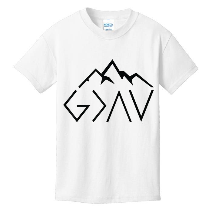 God Is Greater Than The Highs And Lows Minimalist Mountains Kids T-Shirt