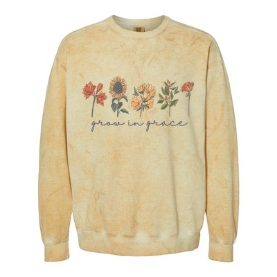 Grow In Grace Wildflower Boho Christian Scripture Religious Colorblast Crewneck Sweatshirt
