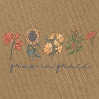 Grow In Grace Wildflower Boho Christian Scripture Religious Cotton Canvas Backpack