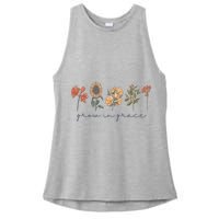 Grow In Grace Wildflower Boho Christian Scripture Religious Ladies PosiCharge Tri-Blend Wicking Tank