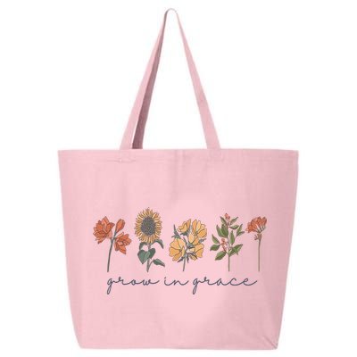 Grow In Grace Wildflower Boho Christian Scripture Religious 25L Jumbo Tote