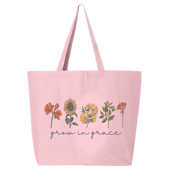 Grow In Grace Wildflower Boho Christian Scripture Religious 25L Jumbo Tote
