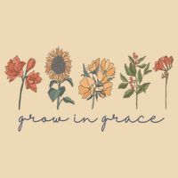 Grow In Grace Wildflower Boho Christian Scripture Religious Drawstring Bag