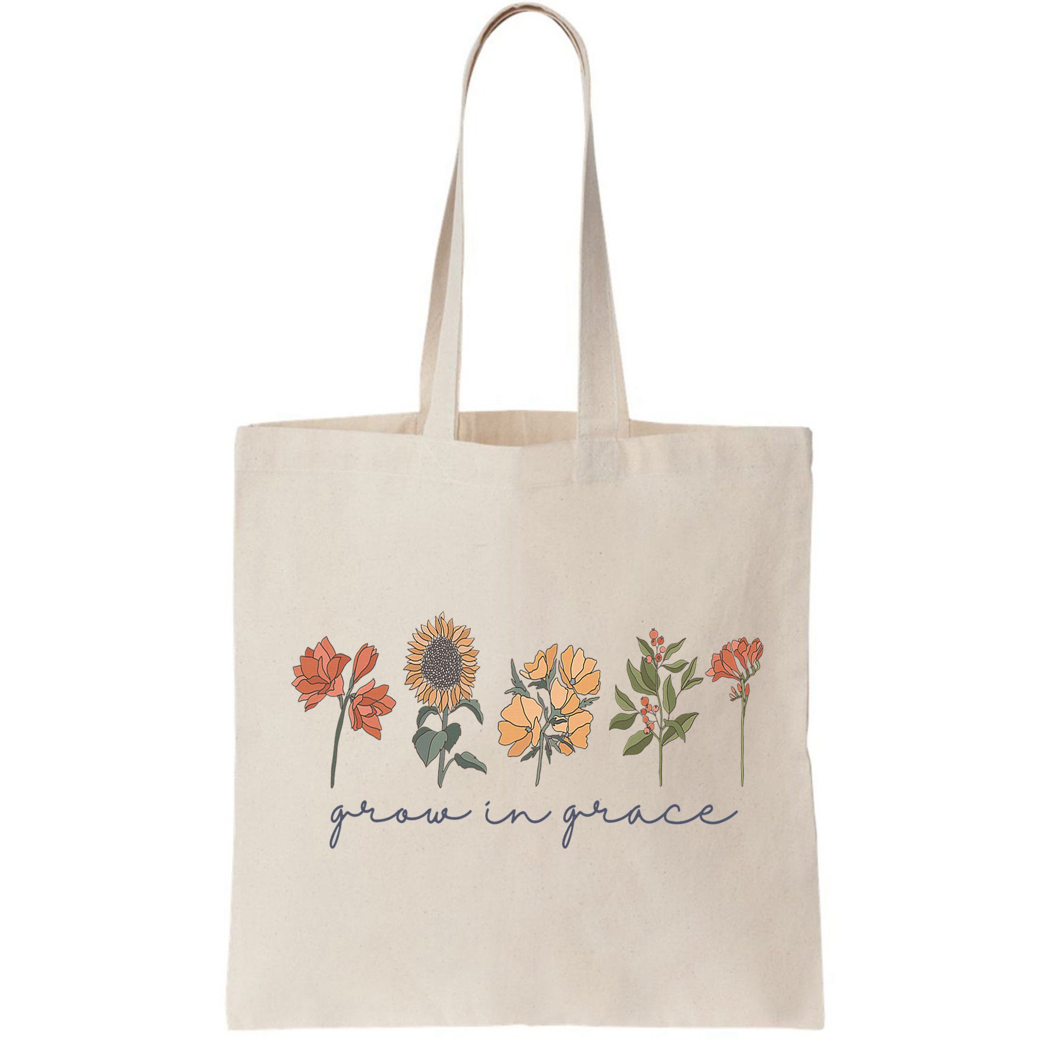 Grow In Grace Wildflower Boho Christian Scripture Religious Bag