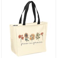 Grow In Grace Wildflower Boho Christian Scripture Religious Zip Tote Bag