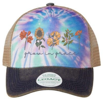 Grow In Grace Wildflower Boho Christian Scripture Religious Legacy Tie Dye Trucker Hat