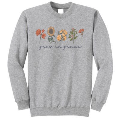 Grow In Grace Wildflower Boho Christian Scripture Religious Tall Sweatshirt