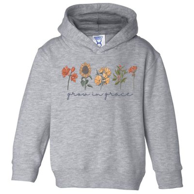 Grow In Grace Wildflower Boho Christian Scripture Religious Toddler Hoodie