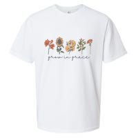 Grow In Grace Wildflower Boho Christian Scripture Religious Sueded Cloud Jersey T-Shirt