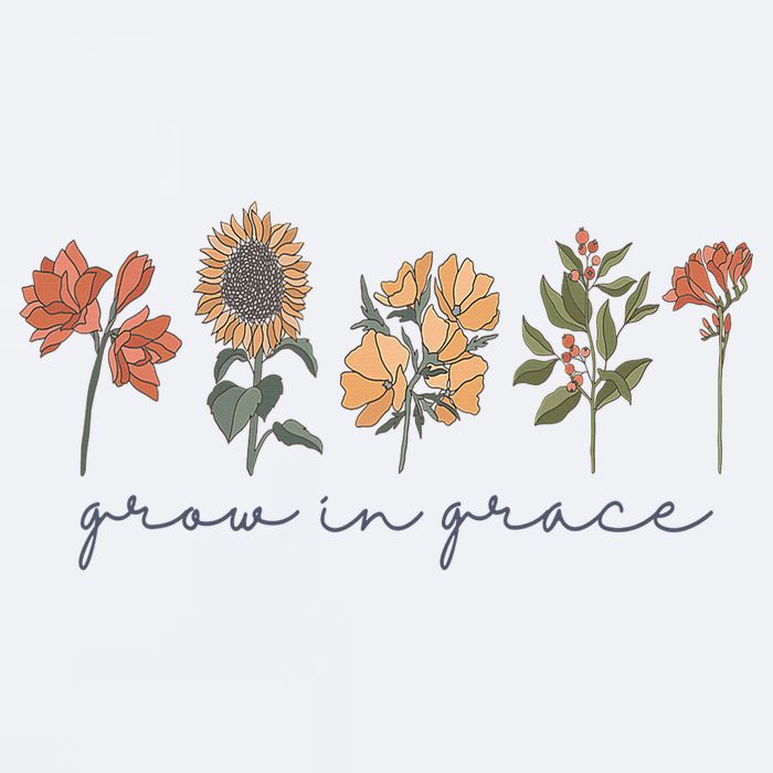 Grow In Grace Wildflower Boho Christian Scripture Religious Sueded Cloud Jersey T-Shirt