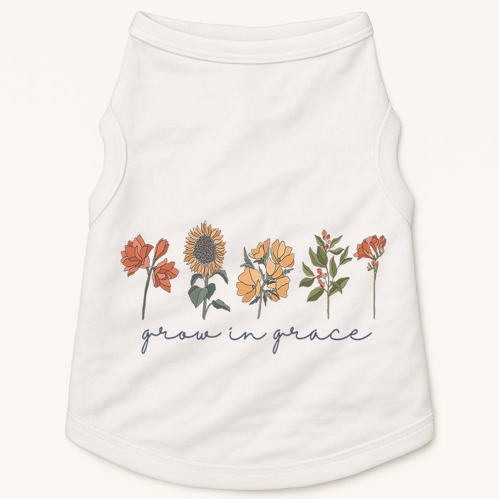 Grow In Grace Wildflower Boho Christian Scripture Religious Doggie Tank