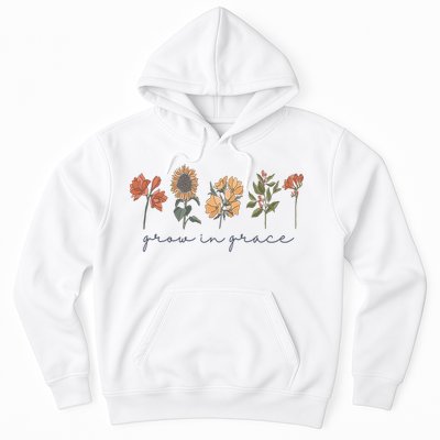 Grow In Grace Wildflower Boho Christian Scripture Religious Hoodie
