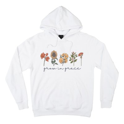 Grow In Grace Wildflower Boho Christian Scripture Religious Hoodie