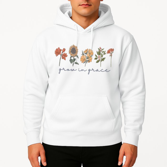 Grow In Grace Wildflower Boho Christian Scripture Religious Hoodie