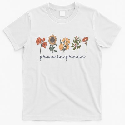 Grow In Grace Wildflower Boho Christian Scripture Religious T-Shirt