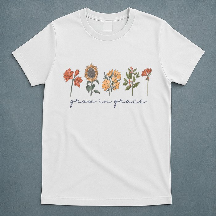 Grow In Grace Wildflower Boho Christian Scripture Religious T-Shirt
