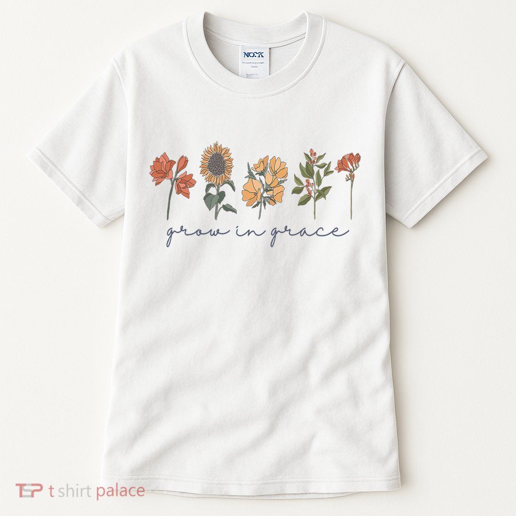 Grow In Grace Wildflower Boho Christian Scripture Religious Tall T-Shirt