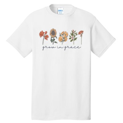 Grow In Grace Wildflower Boho Christian Scripture Religious Tall T-Shirt