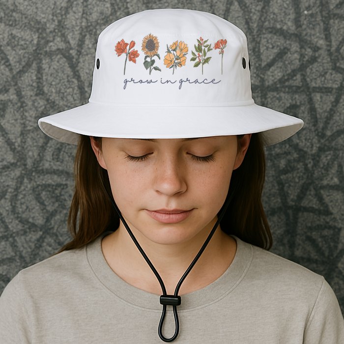Grow In Grace Wildflower Boho Christian Scripture Religious Bucket Hat
