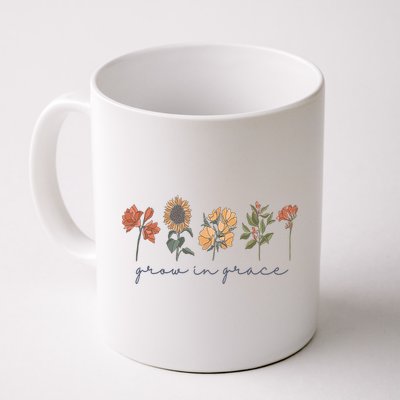 Grow In Grace Wildflower Boho Christian Scripture Religious Mug