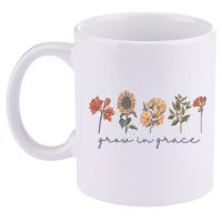 Grow In Grace Wildflower Boho Christian Scripture Religious 11oz C Handle Ceramic Mug