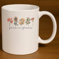 Grow In Grace Wildflower Boho Christian Scripture Religious 11oz C Handle Ceramic Mug