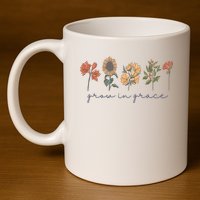 Grow In Grace Wildflower Boho Christian Scripture Religious 11oz C Handle Ceramic Mug