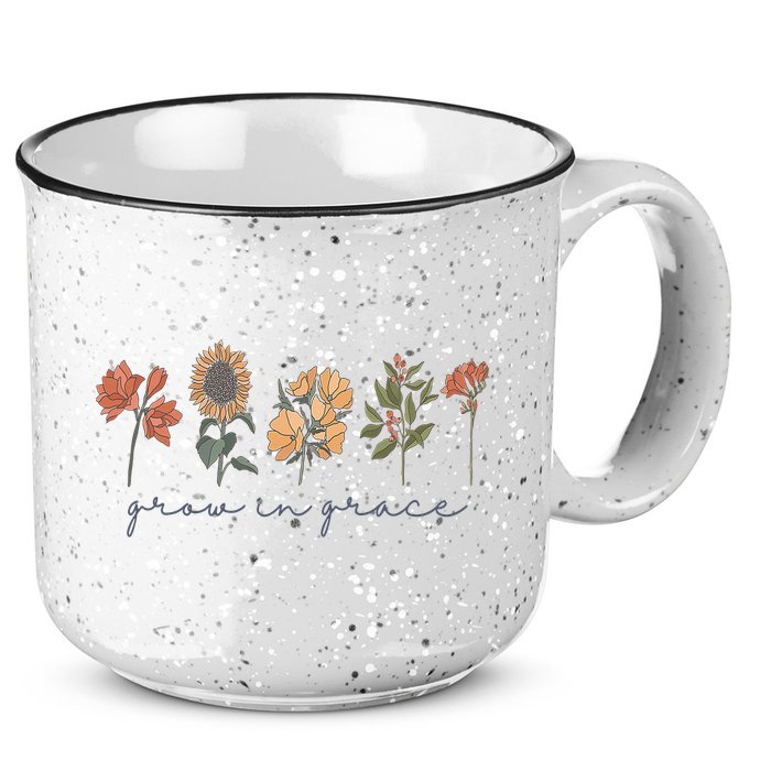 Grow In Grace Wildflower Boho Christian Scripture Religious 15oz Campfire Ceramic Mug