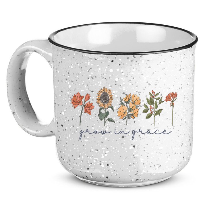 Grow In Grace Wildflower Boho Christian Scripture Religious 15oz Campfire Ceramic Mug