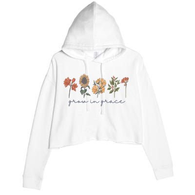 Grow In Grace Wildflower Boho Christian Scripture Religious Crop Fleece Hoodie