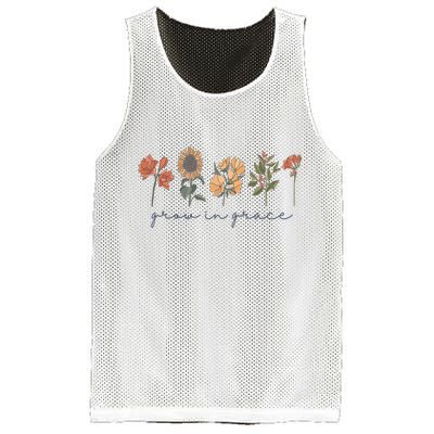 Grow In Grace Wildflower Boho Christian Scripture Religious Mesh Reversible Basketball Jersey Tank